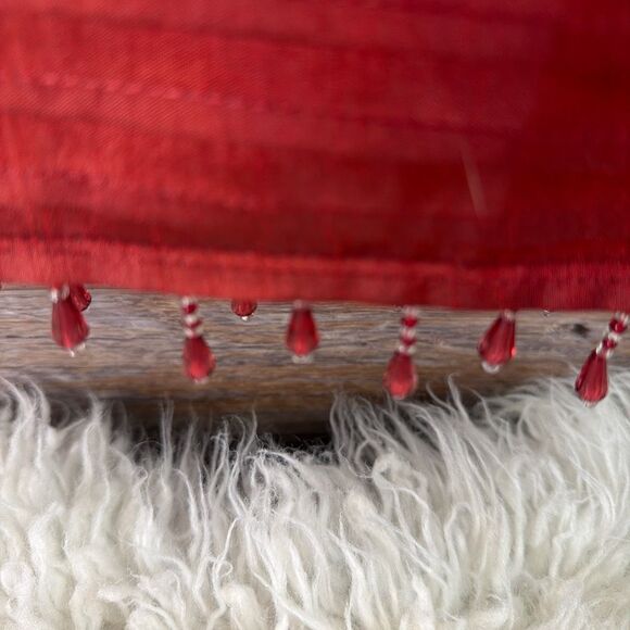 HOME ESSENTIALS Bead Fringe Table Runner Burgundy Maroon Red 68” Length - Picture 5 of 8